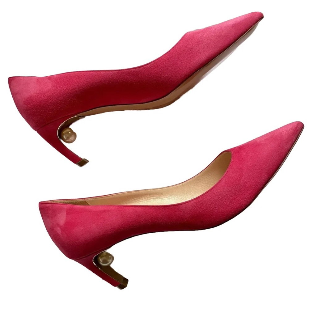 New Nicholas Kirkwood Mira Pearl Suede Pink Pointed Pumps 38.5 US 7.5 MSR. $795